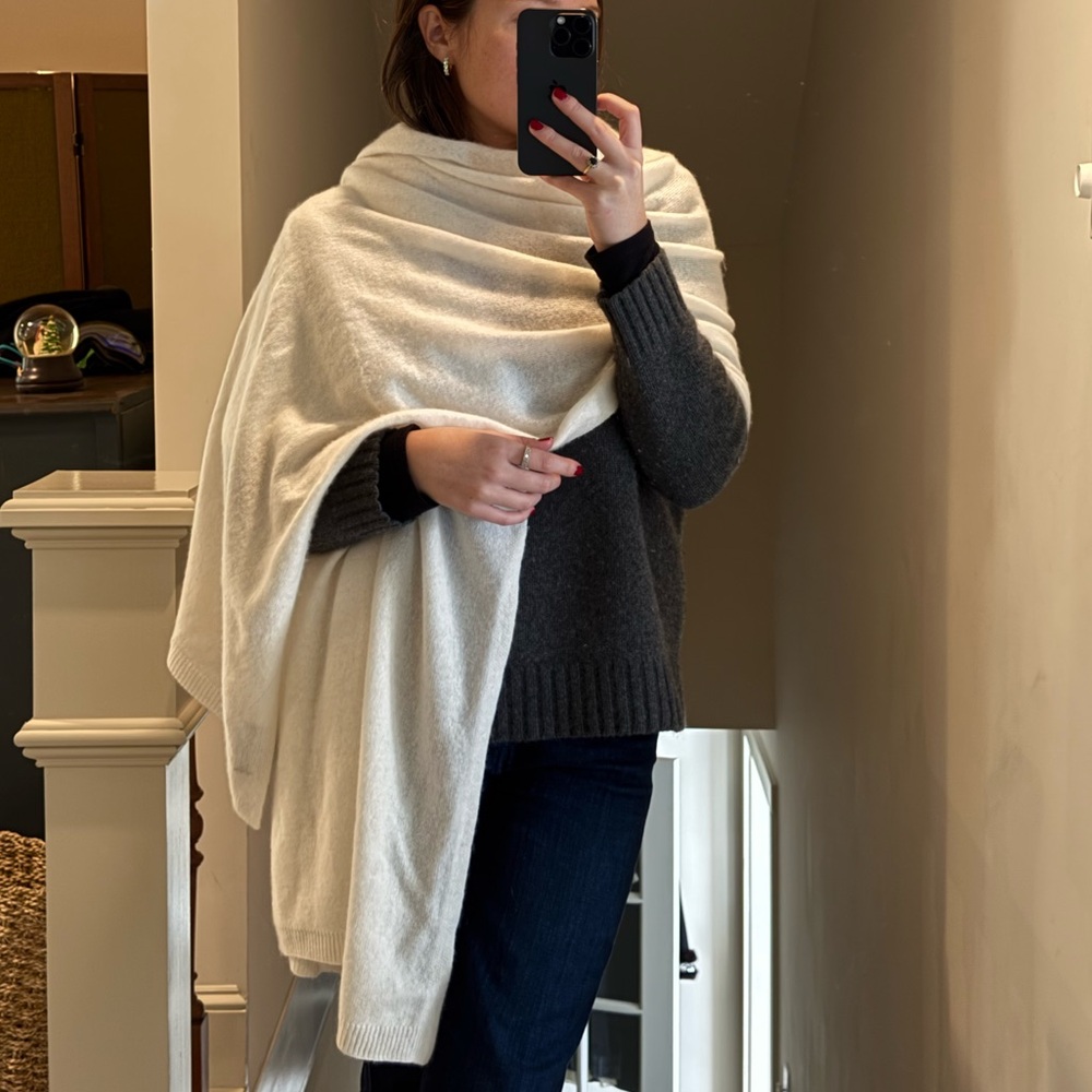 Large white cashmere wrap